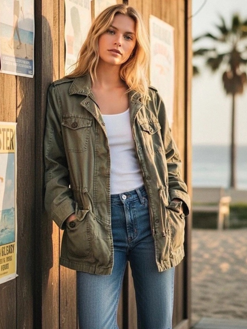 Banana Republic Olive Green Utility Field Jacket Green Small